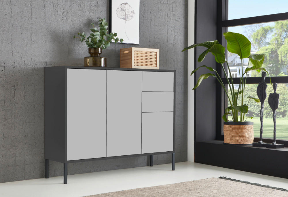 KOMMODE  in 105,5/86/33 cm  - Anthrazit/Weiß, MODERN, Holzwerkstoff/Metall (105,5/86/33cm) - MID.YOU