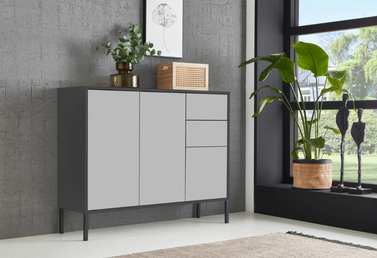 KOMMODE  in 105,5/86/33 cm  - Anthrazit/Weiß, MODERN, Holzwerkstoff/Metall (105,5/86/33cm) - MID.YOU