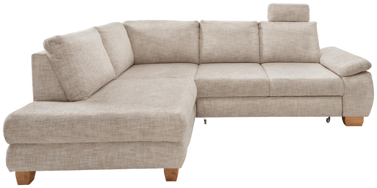 ECKSCHLAFSOFA in Struktur Creme  - Wildeiche/Creme, Modern, Holz/Textil (206/265cm) - Livetastic