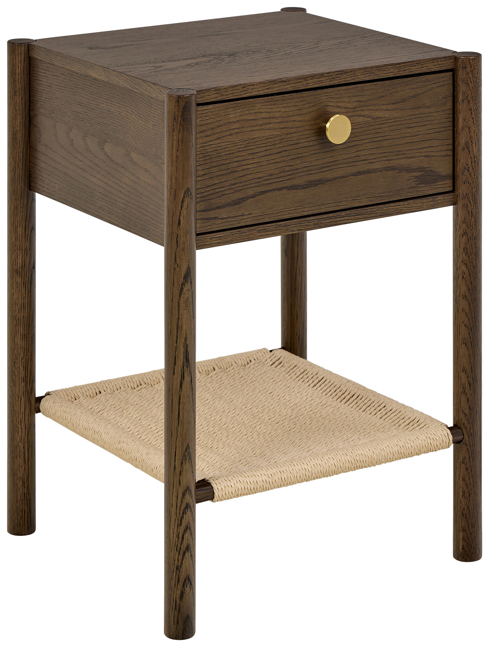 Noptieră, 43,5/60/40 cm, furniruit stejar închis la culoare