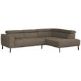 ECKSOFA in Chenille Hellbraun  280/205 cm  - Hellbraun/Schwarz, Design, Textil/Metall (280/205cm) - Xora