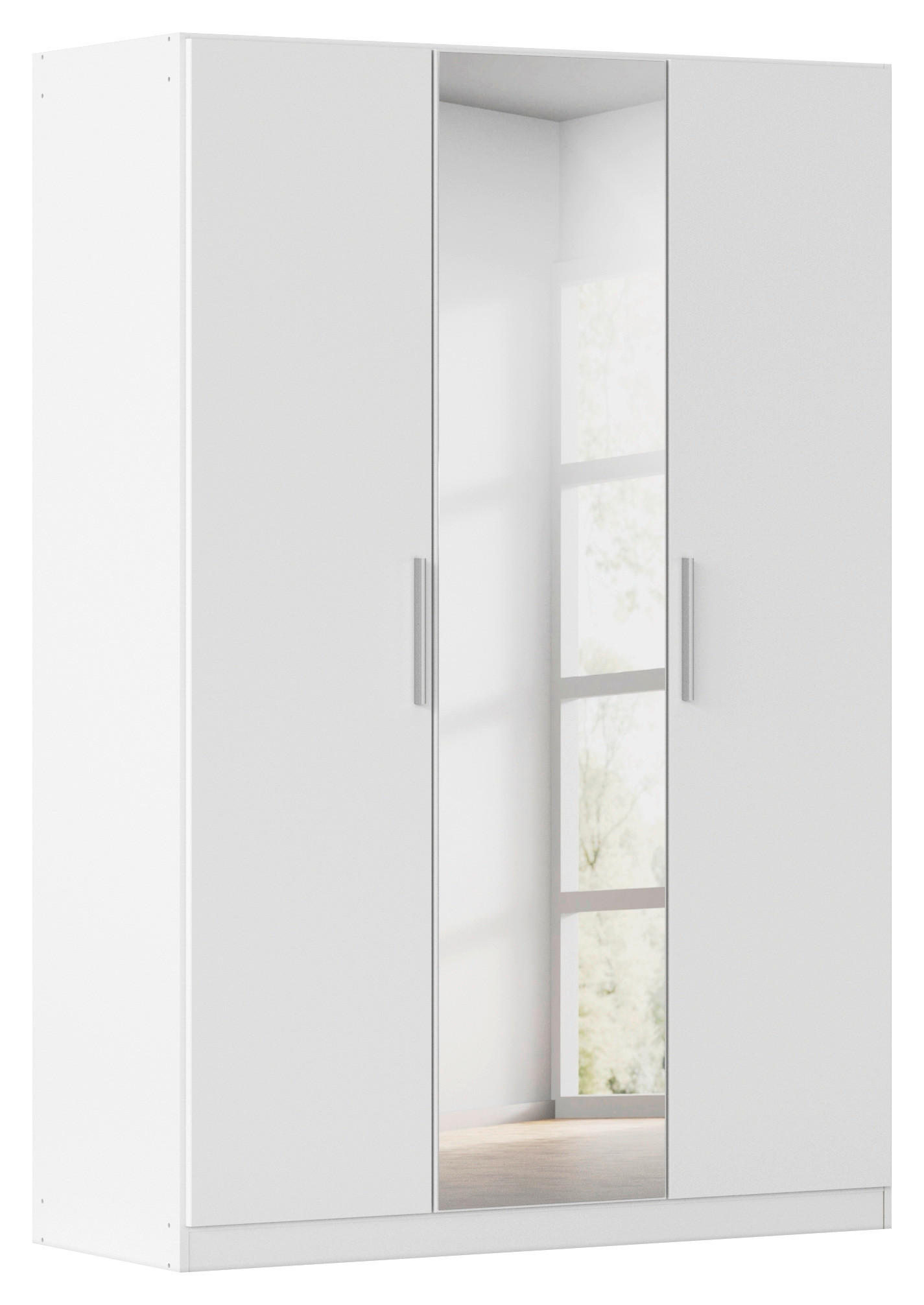 DREHTÜRENSCHRANK 135/197/54 cm,  in Weiß, 3-türig  - Alufarben/Weiß, KONVENTIONELL, Glas/Holzwerkstoff (135/197/54cm) - home24