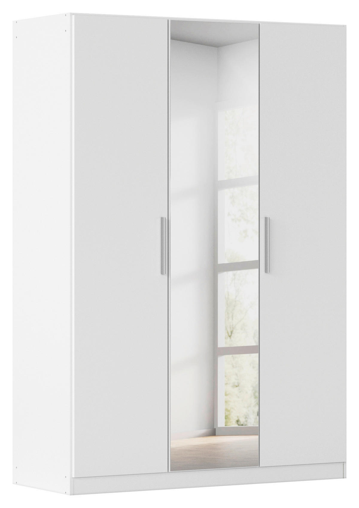 DREHTÜRENSCHRANK 135/197/54 cm,  in Weiß, 3-türig  - Alufarben/Weiß, KONVENTIONELL, Glas/Holzwerkstoff (135/197/54cm) - home24