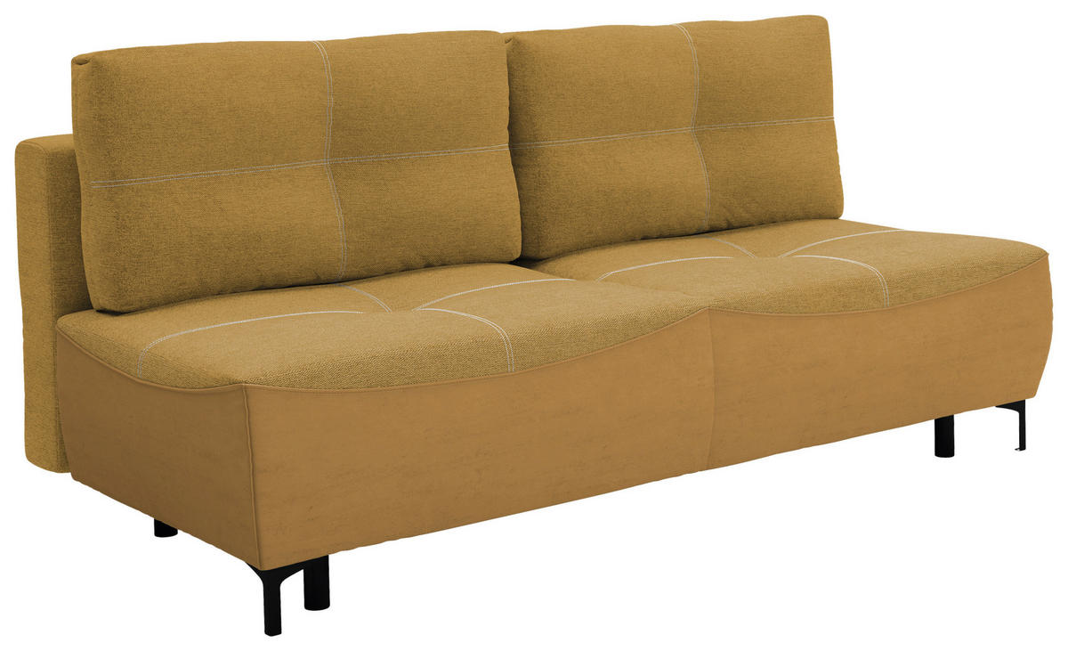 SCHLAFSOFA  mit Schlafen auf Sitzhöhe, Rücken echt Struktur Gelb  - Gelb/Schwarz, Design, Textil/Metall (197/94/96cm) - MID.YOU