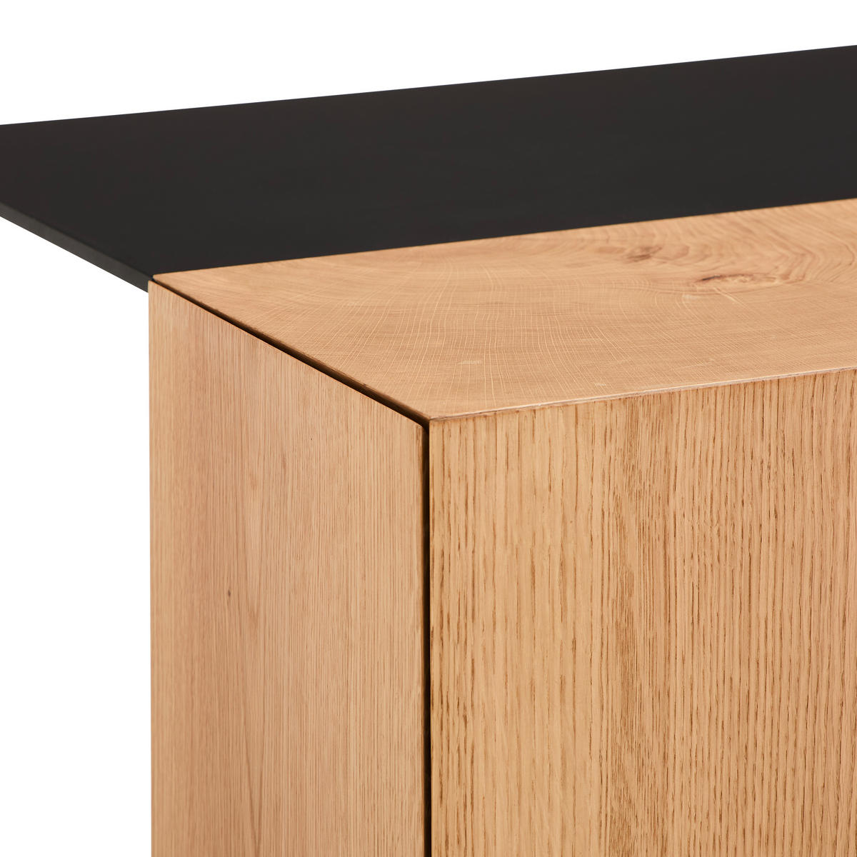 COUCHTISCH Eiche furniert rechteckig Naturfarben, Schwarz  - Schwarz/Naturfarben, Design, Holz/Holzwerkstoff (120/44/70cm) - MID.YOU