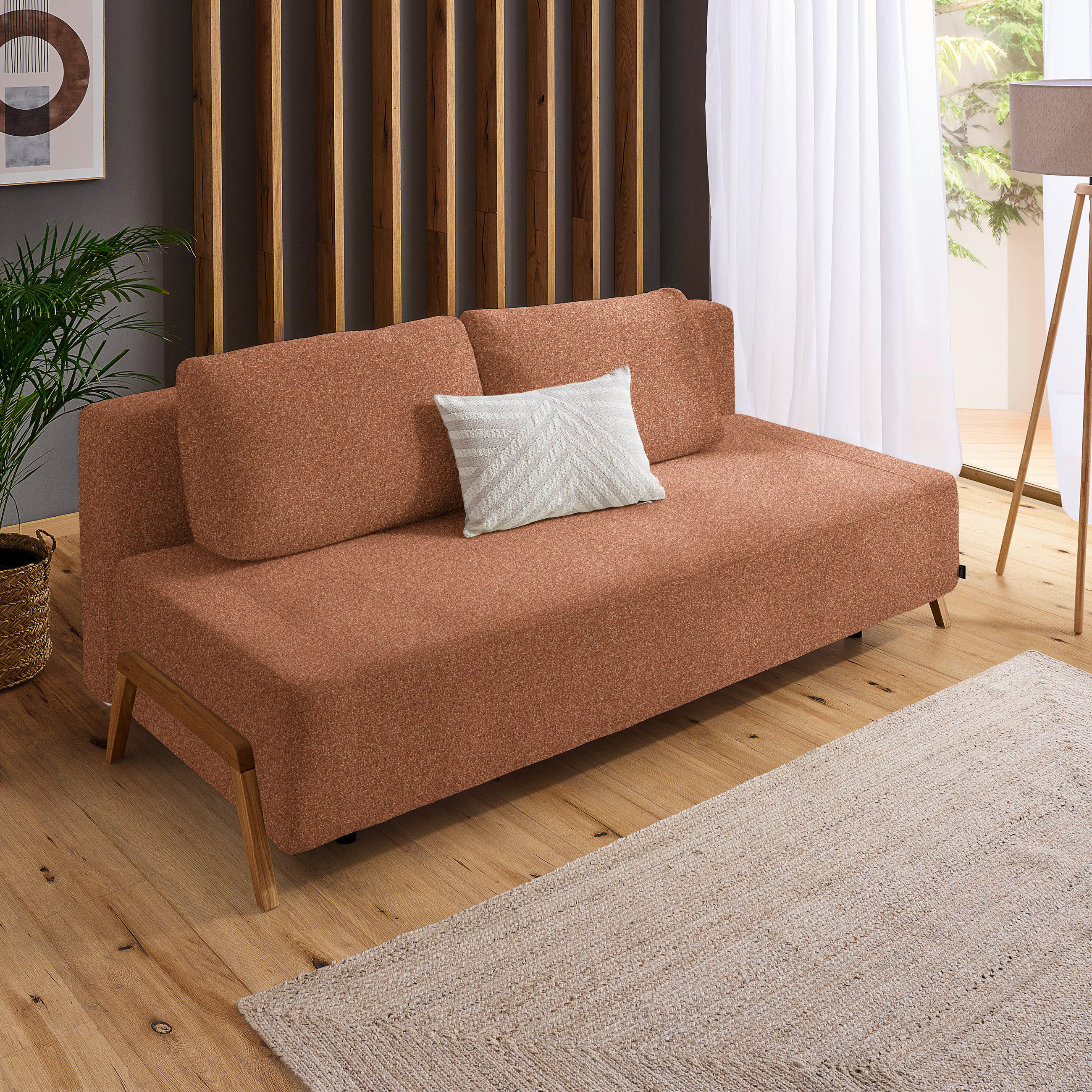 SCHLAFSOFA in Textil Cognac  - Cognac/Naturfarben, Design, Holz/Textil (211/88/102cm) - Niels Andersson