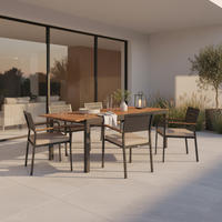 VRTNA MIZA kovina, leseni material barve grafita, naravne barve  - barve grafita/naravne barve, Moderno, kovina/leseni material (150/90/76,5cm) - Gardenson