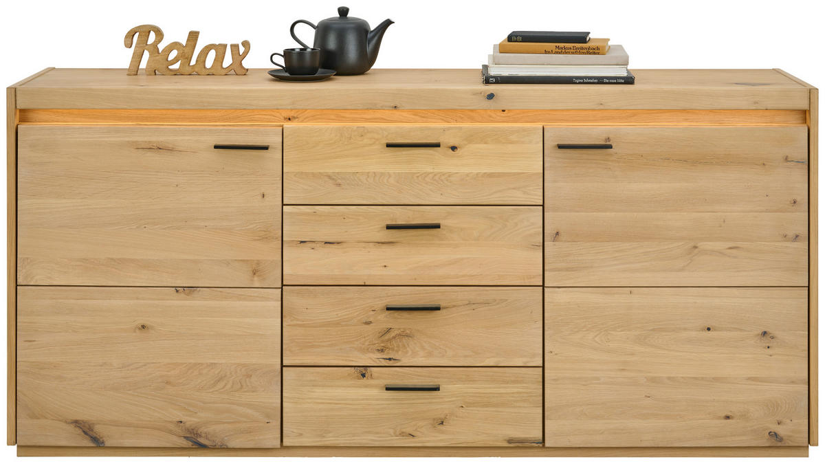 SIDEBOARD  180,2/83,5/41,8 cm 4 Schublade(n)  - Eichefarben, Natur, Holz (180,2/83,5/41,8cm) - Linea Natura