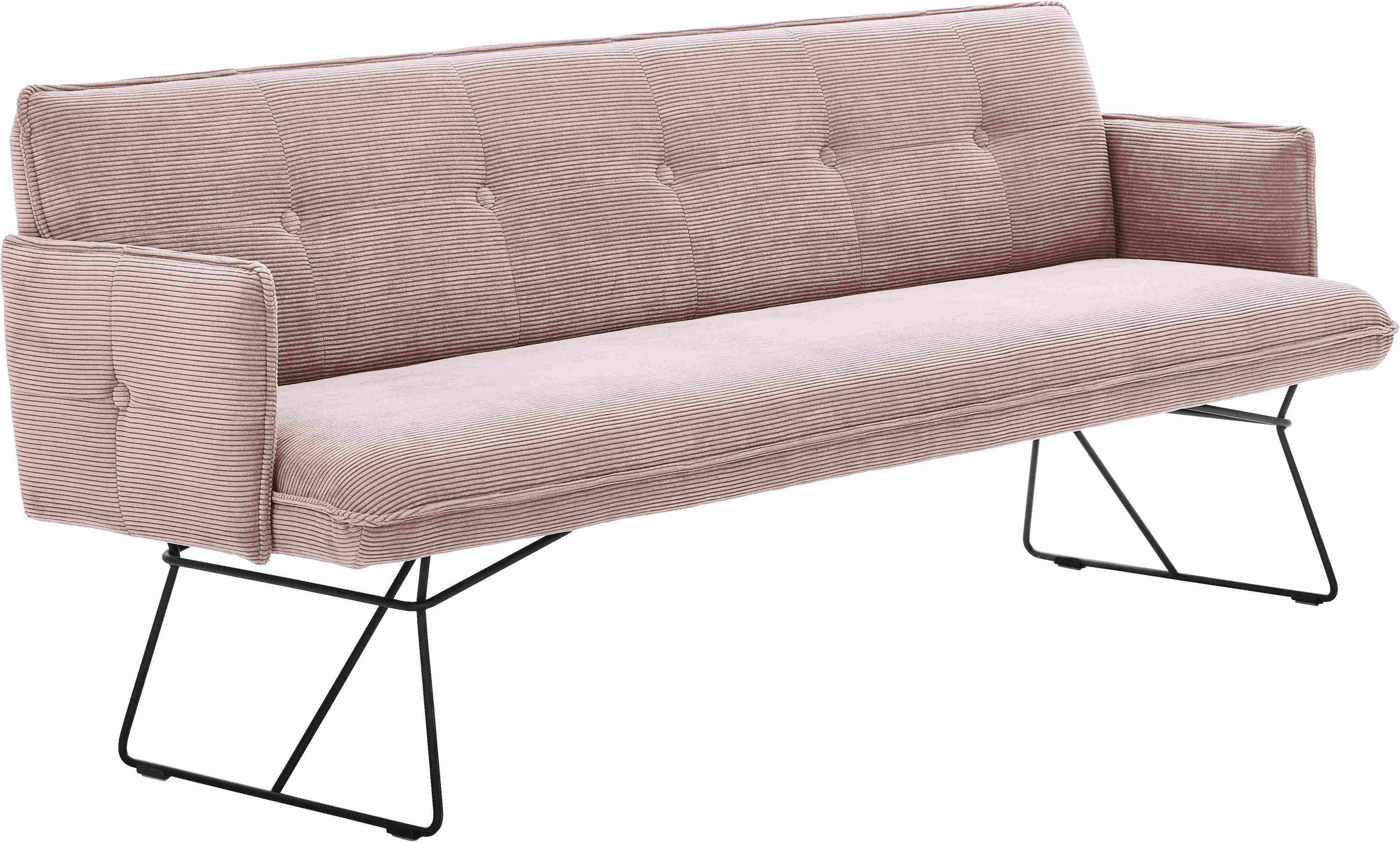 SITZBANK 212/89/70 cm Feincord Altrosa Metall  - Schwarz/Altrosa, Design, Textil/Metall (212/89/70cm) - Pure Home Lifestyle