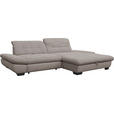 ECKSOFA  in Mikrofaser Hellgrau  290/198 cm  - Hellgrau/Schwarz, Design, Textil/Metall (290/198cm) - Xora