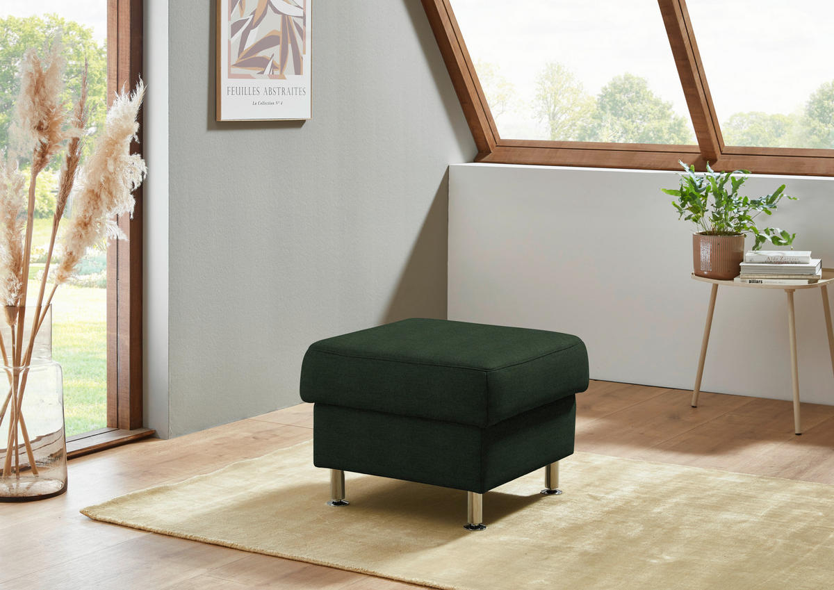 HOCKER Textil Grün  - Alufarben/Grün, Konventionell, Textil/Metall (60/46/60cm) - Beldomo Comfort