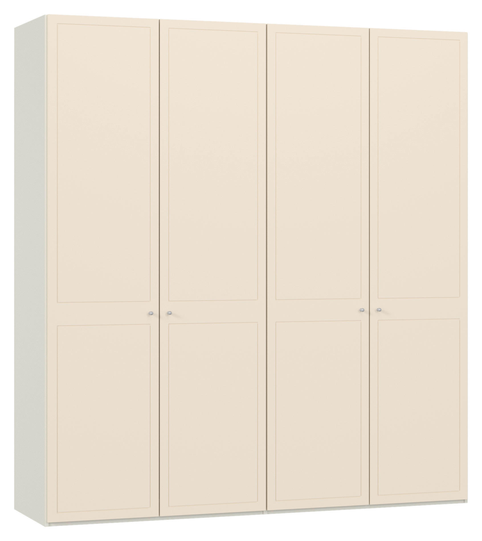 KLEIDERSCHRANK 203/220/59 cm,  in Creme, Weiß, Kaschmir, 4-türig  - Kaschmir/Silberfarben, Design, Holzwerkstoff/Metall (203/220/59cm) - Jutzler