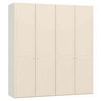KLEIDERSCHRANK 203/220/59 cm,  in Creme, Weiß, Kaschmir, 4-türig  - Kaschmir/Silberfarben, Design, Holzwerkstoff/Metall (203/220/59cm) - Jutzler