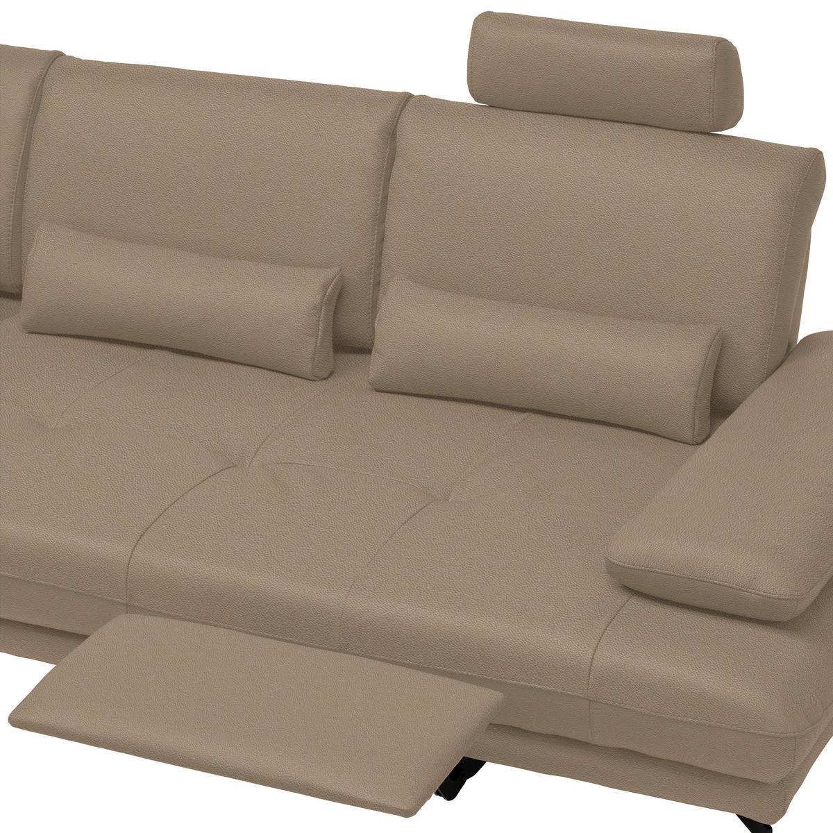 ECKSOFA in Echtleder Mokka  187/273 cm  - Schwarz/Mokka, Design, Leder/Metall (187/273cm) - Celina Home