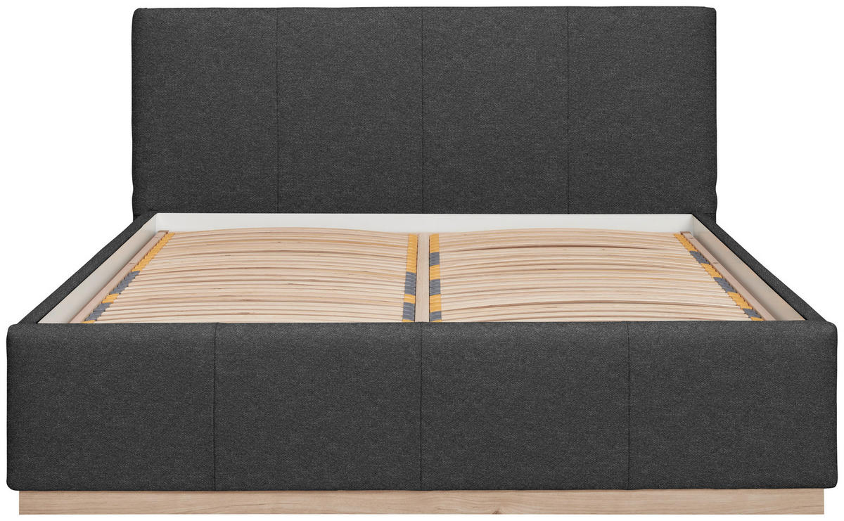 POLSTERBETT Beleuchtung, Lattenrost, Bettkasten Anthrazit 200/200 cm  - Birkefarben/Anthrazit, Design, Holz/Holzwerkstoff (200/200cm) - Lomoco