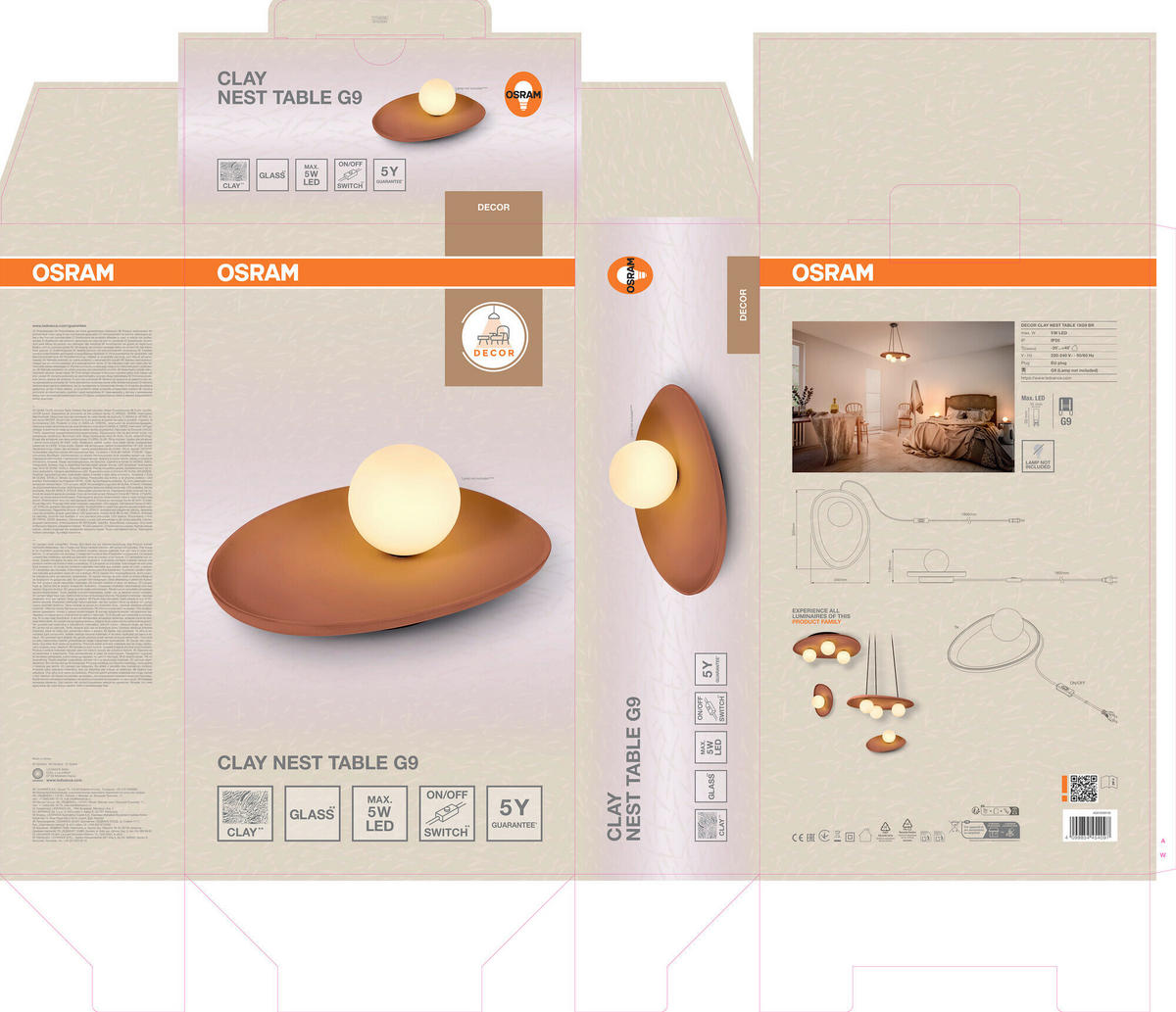TISCHLEUCHTE 32.5/24/13.5 cm   - Braun, Basics, Glas/Stein (32.5/24/13.5cm) - Osram