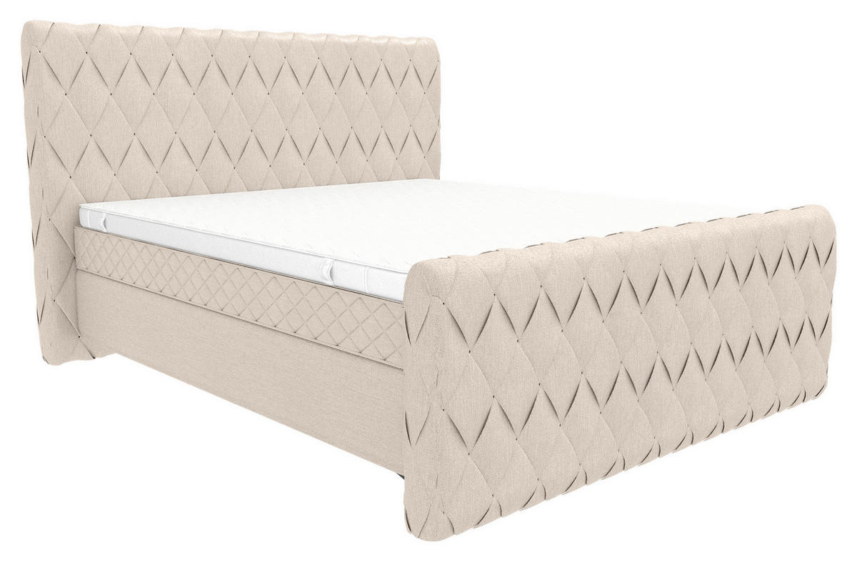 BOXSPRINGBETT 180/200 cm  in Greige  - Greige/Schwarz, Design, Textil/Metall (180/200cm) - Carryhome