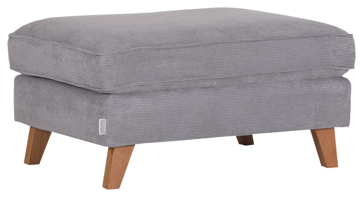 HOCKER in Textil Grau  - Buchefarben/Grau, Design, Holz/Textil (93/47/65cm) - MID.YOU