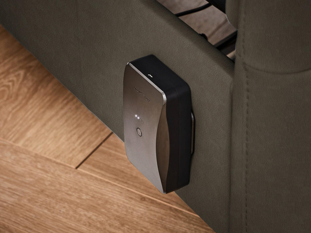 TRAPEZSOFA in Echtleder Graubraun  - Graubraun/Schwarz, KONVENTIONELL, Leder/Metall (221/103/95cm) - Dieter Knoll