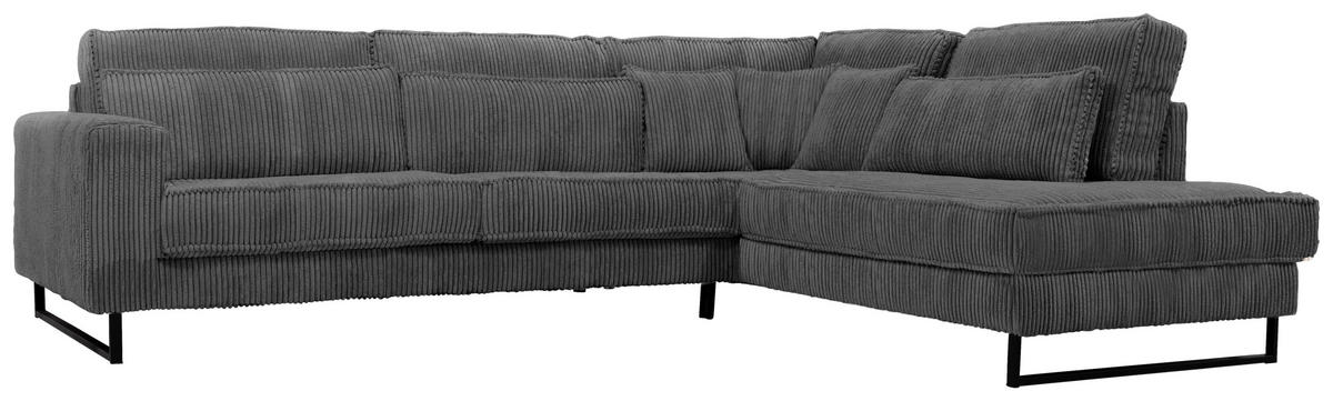 ECKSOFA ICON Anthrazit Cord Zierkissen, Rückenkissen, Nierenkissen  - Anthrazit/Schwarz, KONVENTIONELL, Textil/Metall (284/253cm) - Livetastic