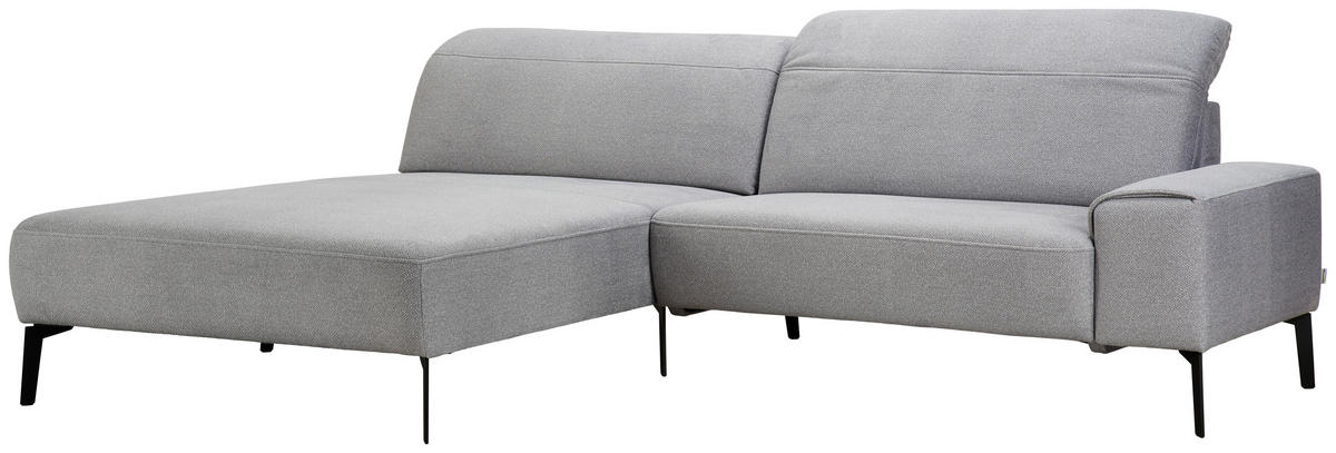 ECKSOFA in Mikrofaser Hellgrau  - Hellgrau/Schwarz, Design, Textil/Metall (203/273cm) - Johann Jakob
