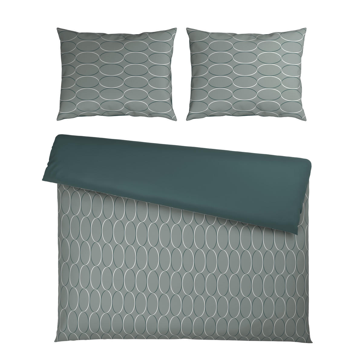 WENDEBETTWÄSCHE Mavie Satin 200/200 cm  - Grün, KONVENTIONELL, Textil (200/200cm) - Novel