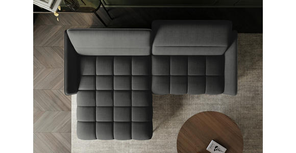 ECKSOFA Anthrazit Flachgewebe Rücken echt, Kopfteilverstellung, Sitztiefenverstellung  - Anthrazit/Schwarz, KONVENTIONELL, Textil/Metall (175/272cm) - Carryhome