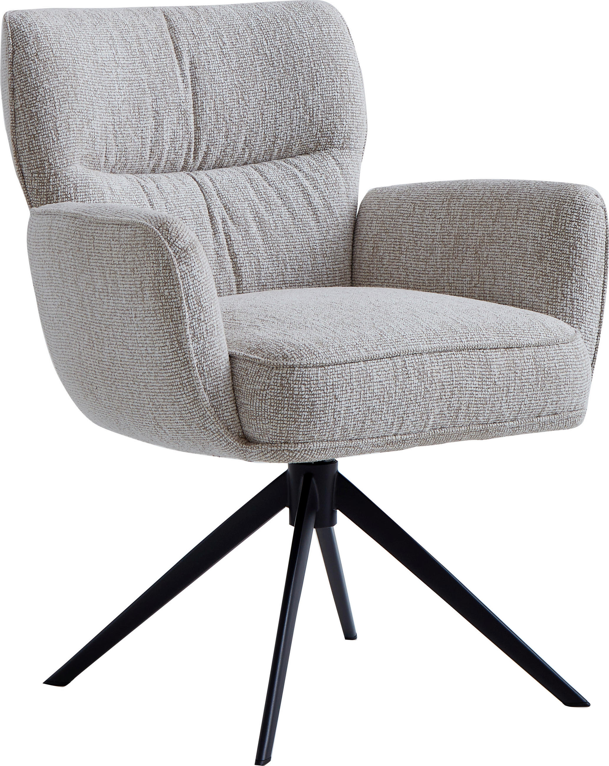 ARMLEHNSTUHL  in Eisen Leinenoptik  - Beige/Schwarz, Design, Textil/Metall (67/86/68cm) - Novel