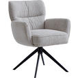ARMLEHNSTUHL  in Eisen Leinenoptik  - Beige/Schwarz, Design, Textil/Metall (67/86/68cm) - Novel
