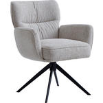 ARMLEHNSTUHL  in Eisen Leinenoptik  - Beige/Schwarz, Design, Textil/Metall (67/86/68cm) - Novel