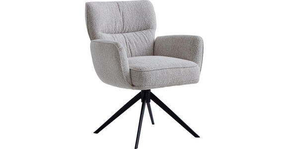 ARMLEHNSTUHL in Eisen Leinenoptik - Beige/Schwarz, Design, Textil/Metall (67/86/68cm) - Novel