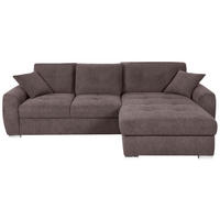 ECKSOFA in Mikrofaser Braun  276/193 cm  - Chromfarben/Braun, MODERN, Kunststoff/Textil (276/193cm) - Hom`in