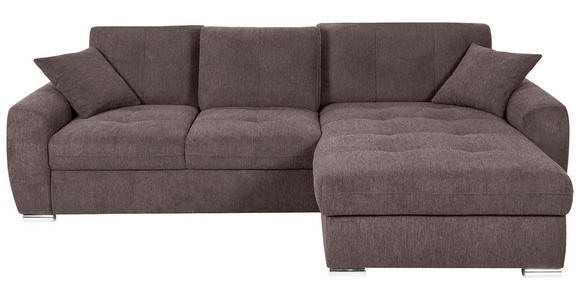 ECKSOFA in Mikrofaser Braun 276/193 cm - Chromfarben/Braun, MODERN, Kunststoff/Textil (276/193cm) - Hom`in