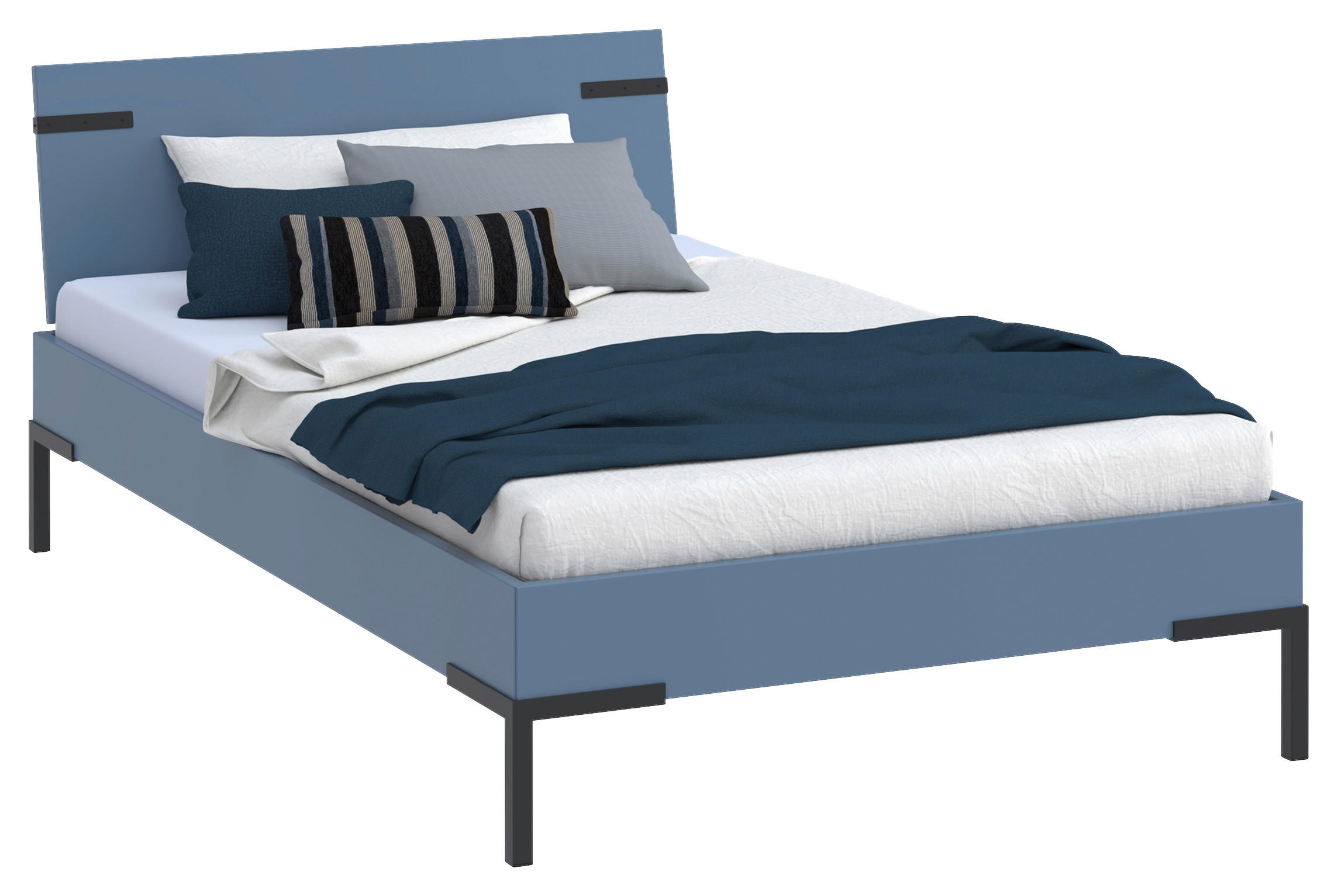 BETT Primolar 120/200 cm Blau  - Blau/Schwarz, Design, Metall (120/200cm) - Xora
