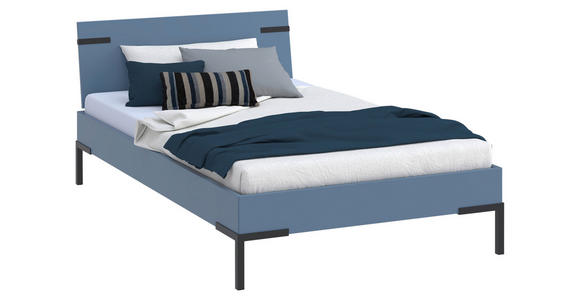 BETT 120/200 cm in Blau - Blau/Schwarz, Design, Holzwerkstoff/Metall (120/200cm) - Xora