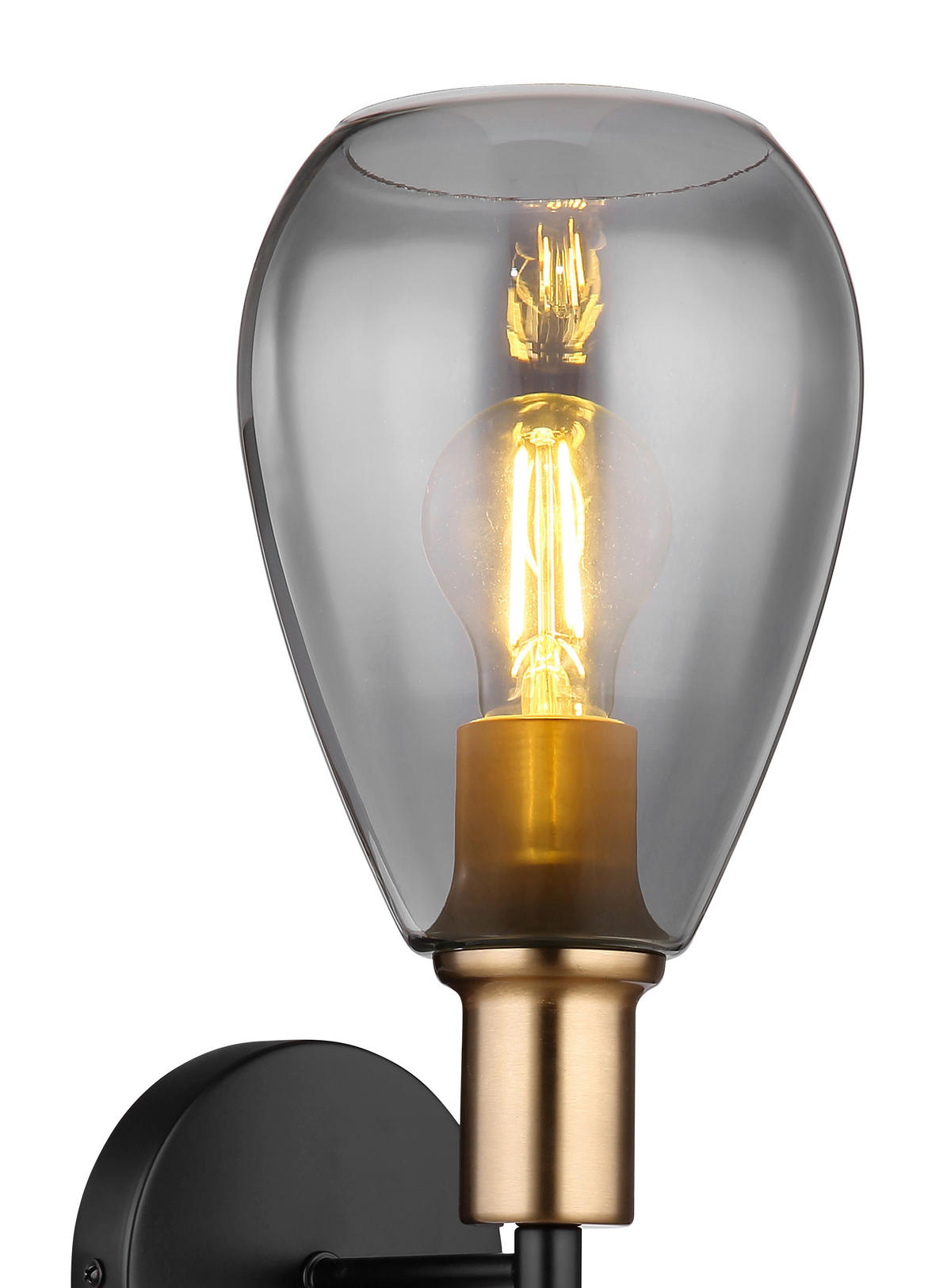 WANDLEUCHTE 15/19/48 cm   - Messingfarben/Schwarz, Design, Glas/Metall (15/19/48cm) - Globo
