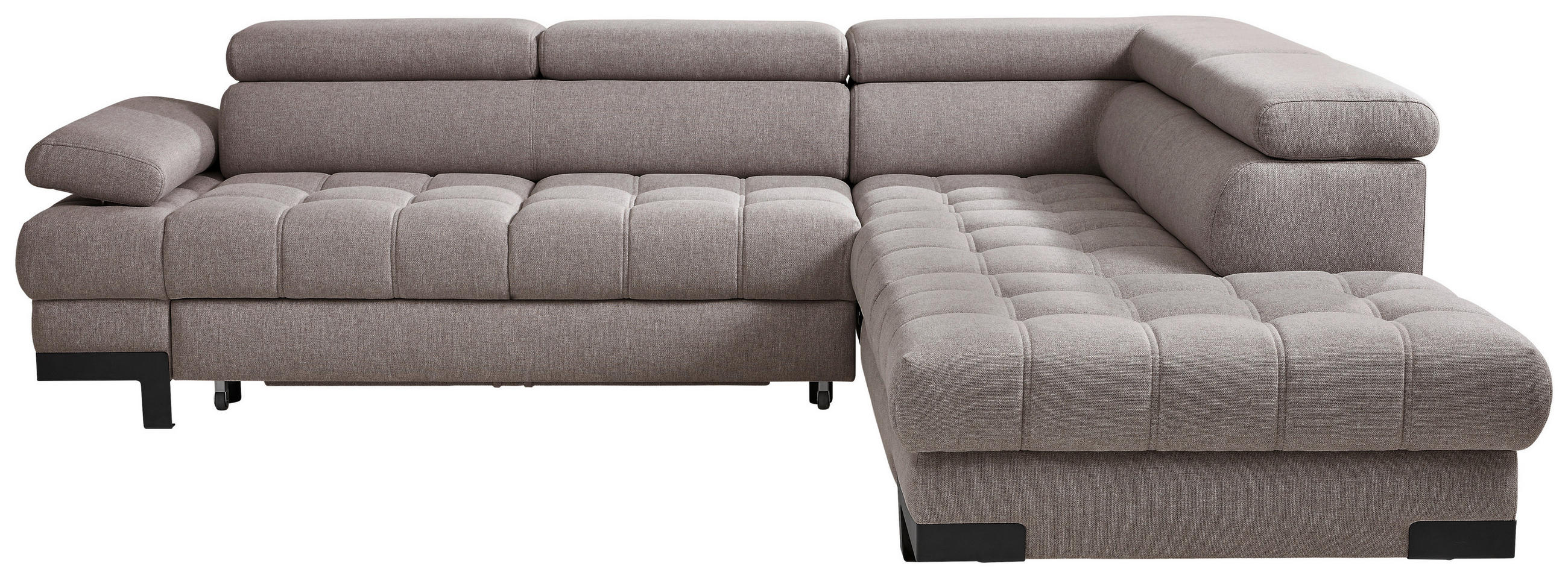 ECKSOFA Hellgrau Webstoff  - Hellgrau/Schwarz, Design, Textil/Metall (263/223cm) - Welnova