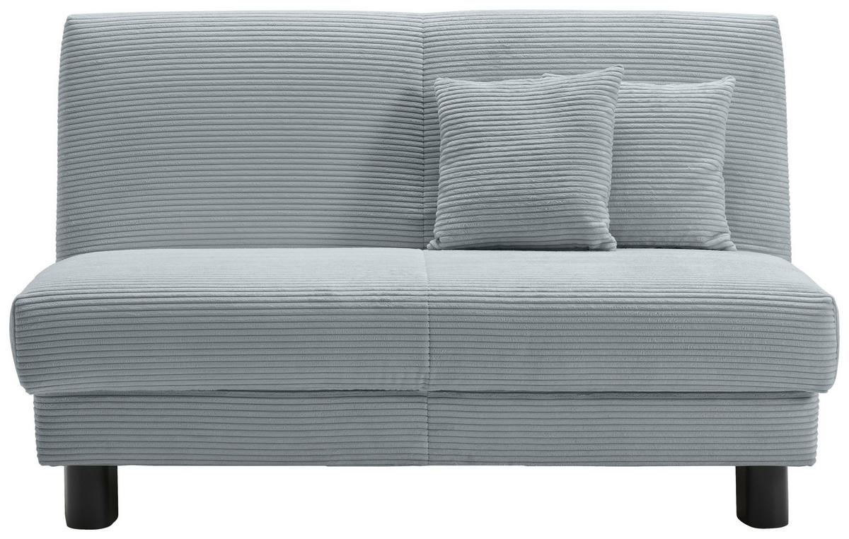 SCHLAFSOFA Cord Hellblau  - Schwarz/Hellblau, Design, Textil/Metall (145/85/100cm) - Carryhome