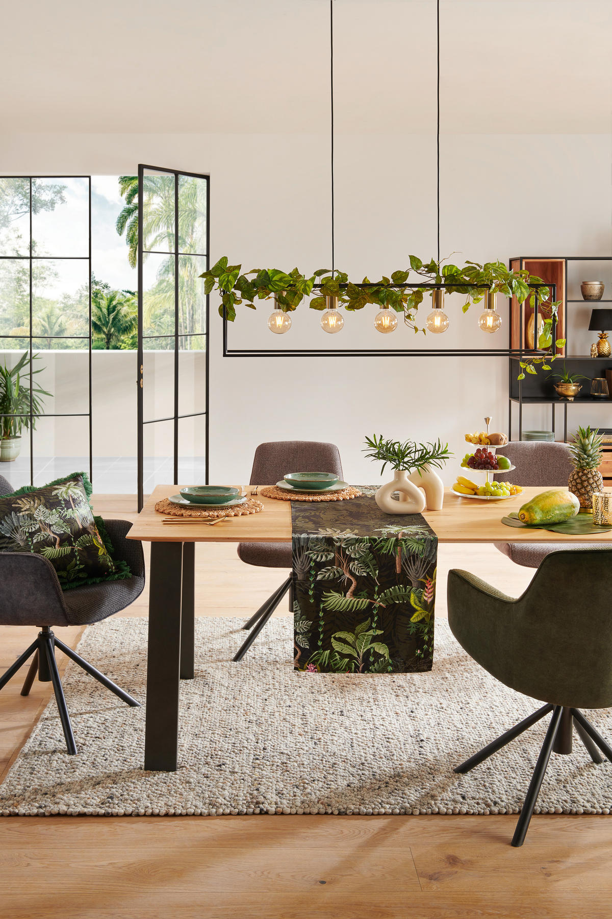 TABLE bois, métal 220/100/77 cm  - couleur de chêne/anthracite, Design, métal/bois (220/100/77cm) - Bert Plantagie