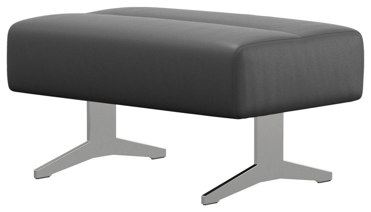 HOCKER Echtleder Dunkelgrau  - Chromfarben/Dunkelgrau, Design, Leder/Metall (90/44/57cm) - Stressless