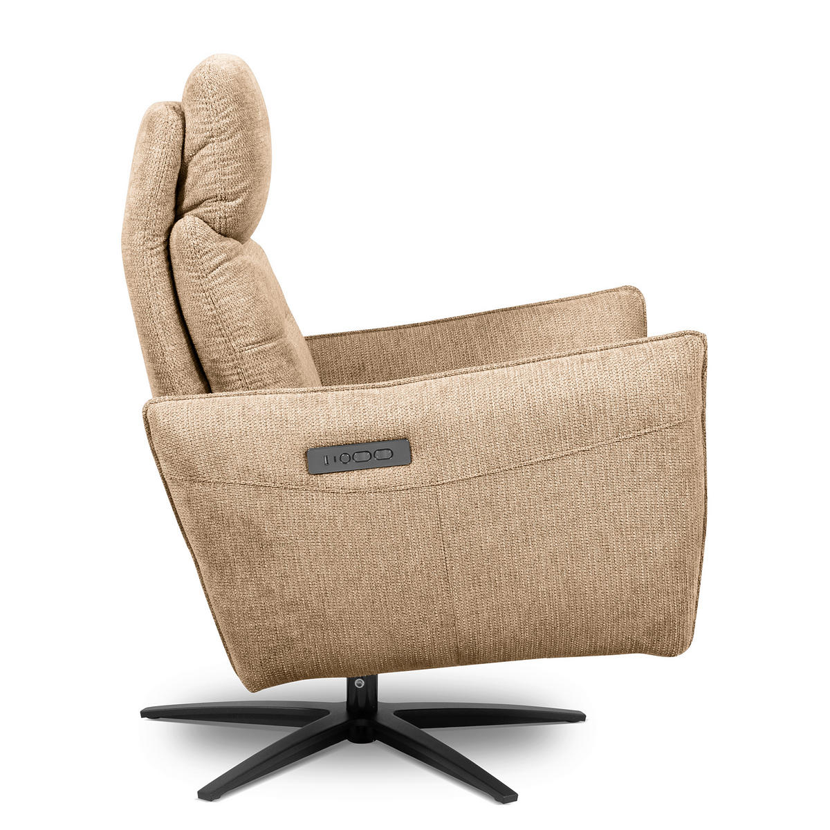 RELAXSESSEL in Textil Sandfarben  - Sandfarben/Schwarz, Design, Textil/Metall (77/107/88cm) - Livetastic