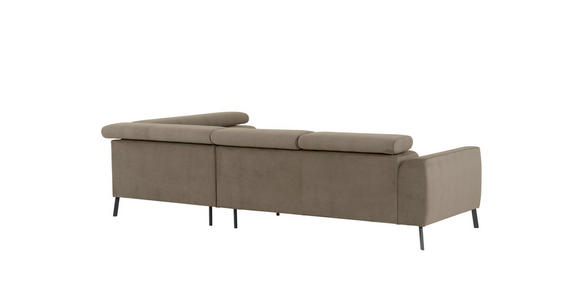ECKSOFA Graubraun Feincord - Graubraun/Schwarz, Design, Textil/Metall (280/205cm) - Xora