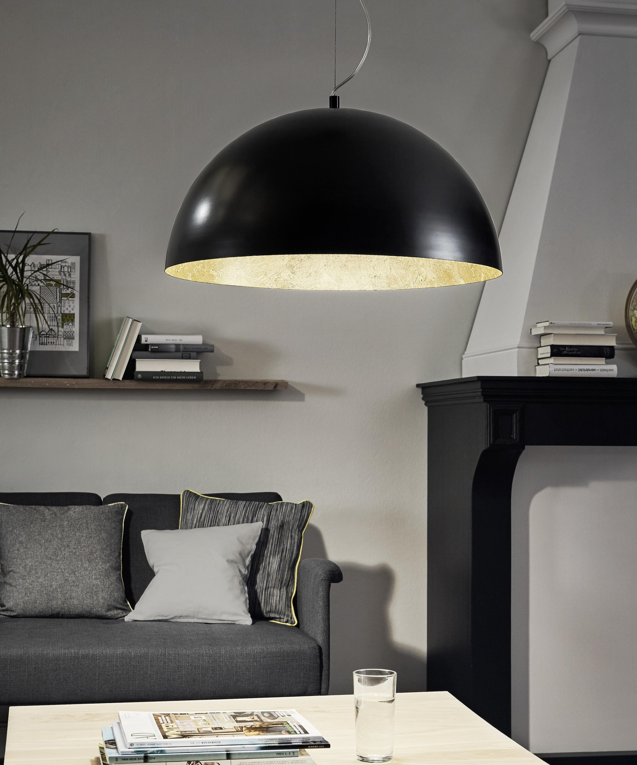 HÄNGELEUCHTE Gaetano 38/150 cm   - Goldfarben/Schwarz, Design, Metall (38/150cm) - Eglo