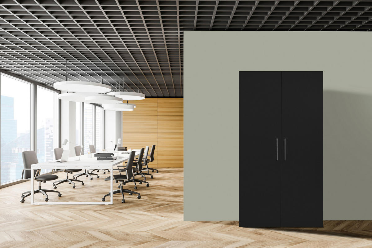 SCHRANKKÜCHE 104/193/67 cm  Schwarz  - Weiss/Edelstahlfarben, Modern, Holzwerkstoff/Metall (104/193/67cm) - Respekta