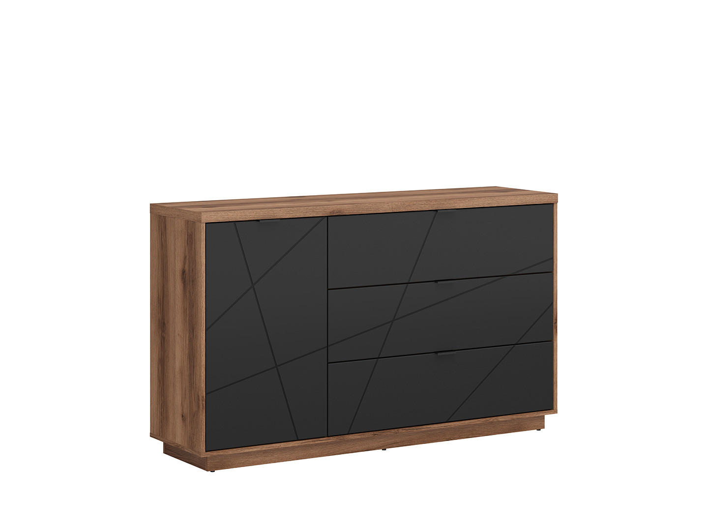 COMODĂ 156/93/42,5 cm  - culoare lemn stejar/negru, Basics, plastic/metal (156/93/42,5cm) - Hom`in