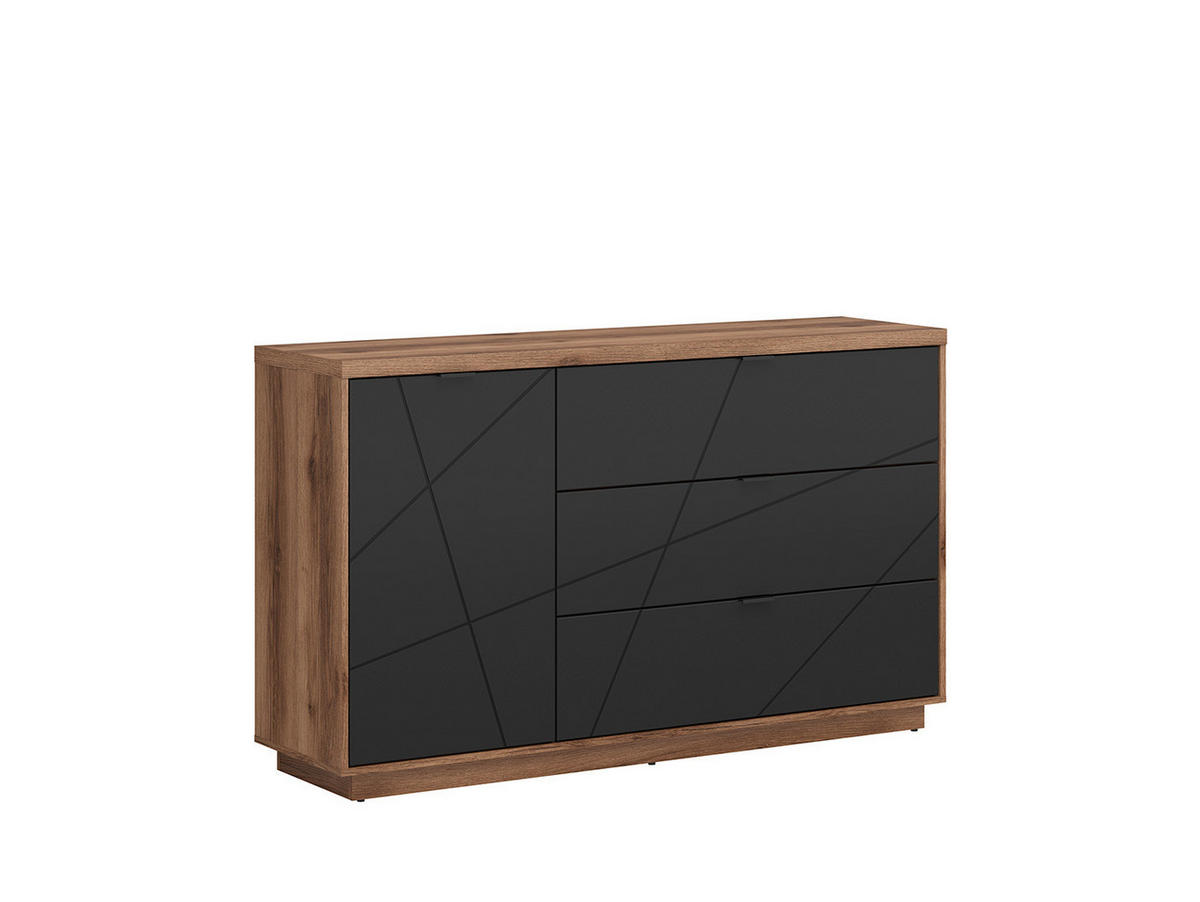 COMODĂ 156/93/42,5 cm  - culoare lemn stejar/negru, Basics, plastic/metal (156/93/42,5cm) - Hom`in