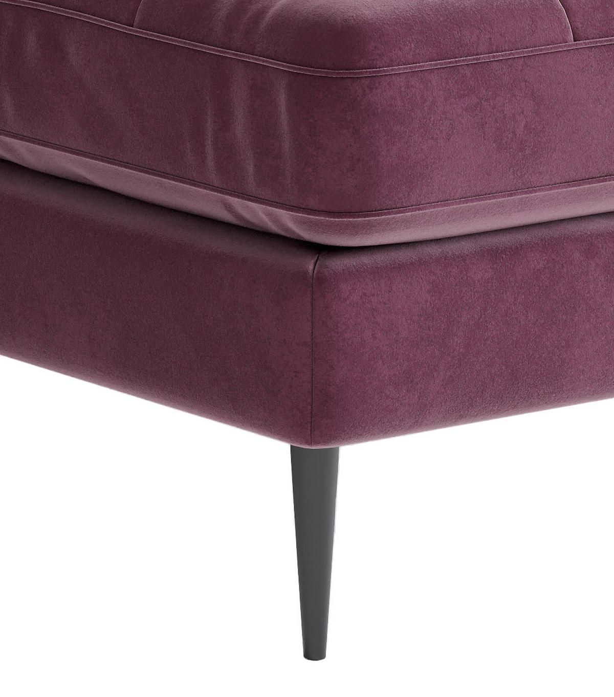 ECKSOFA in Samt Weinrot  - Edelstahlfarben/Weinrot, Design, Textil/Metall (205/259cm) - Livetastic