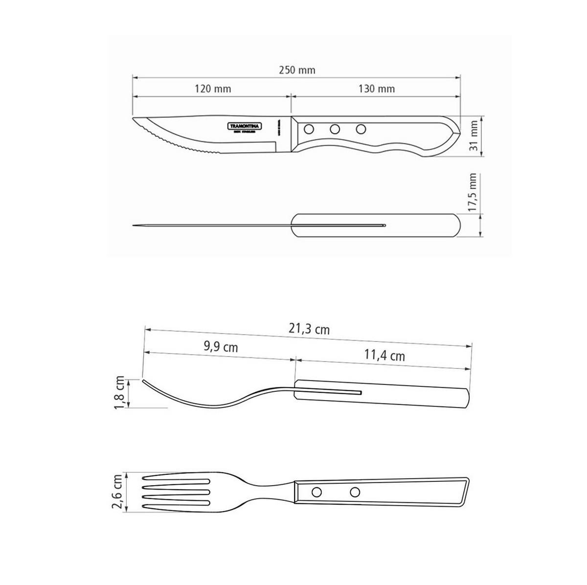 STEAKBESTECK JUMBO 4-teilig  - Edelstahlfarben/Rot, Basics, Holz/Metall