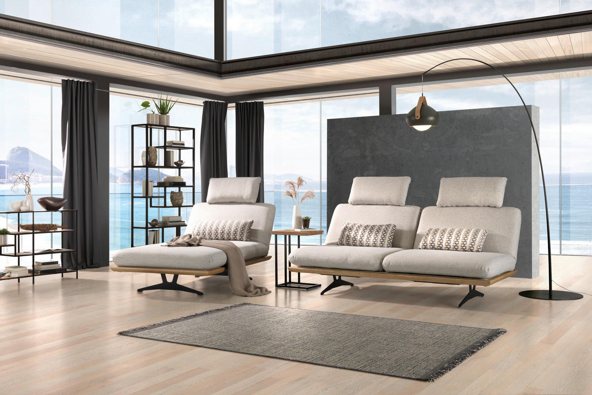 OTTOMANE  in Webstoff Grau  - Schwarz/Grau, Design, Holz/Textil (114/92/165-218cm) - Dieter Knoll