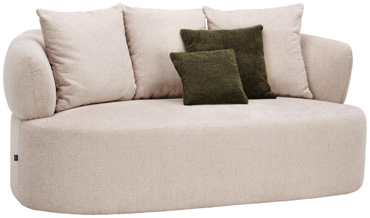 2-SITZER-SOFA Chenille Beige  - Dunkelgrün/Beige, MODERN, Kunststoff/Textil (177/86/105cm) - Hom`in